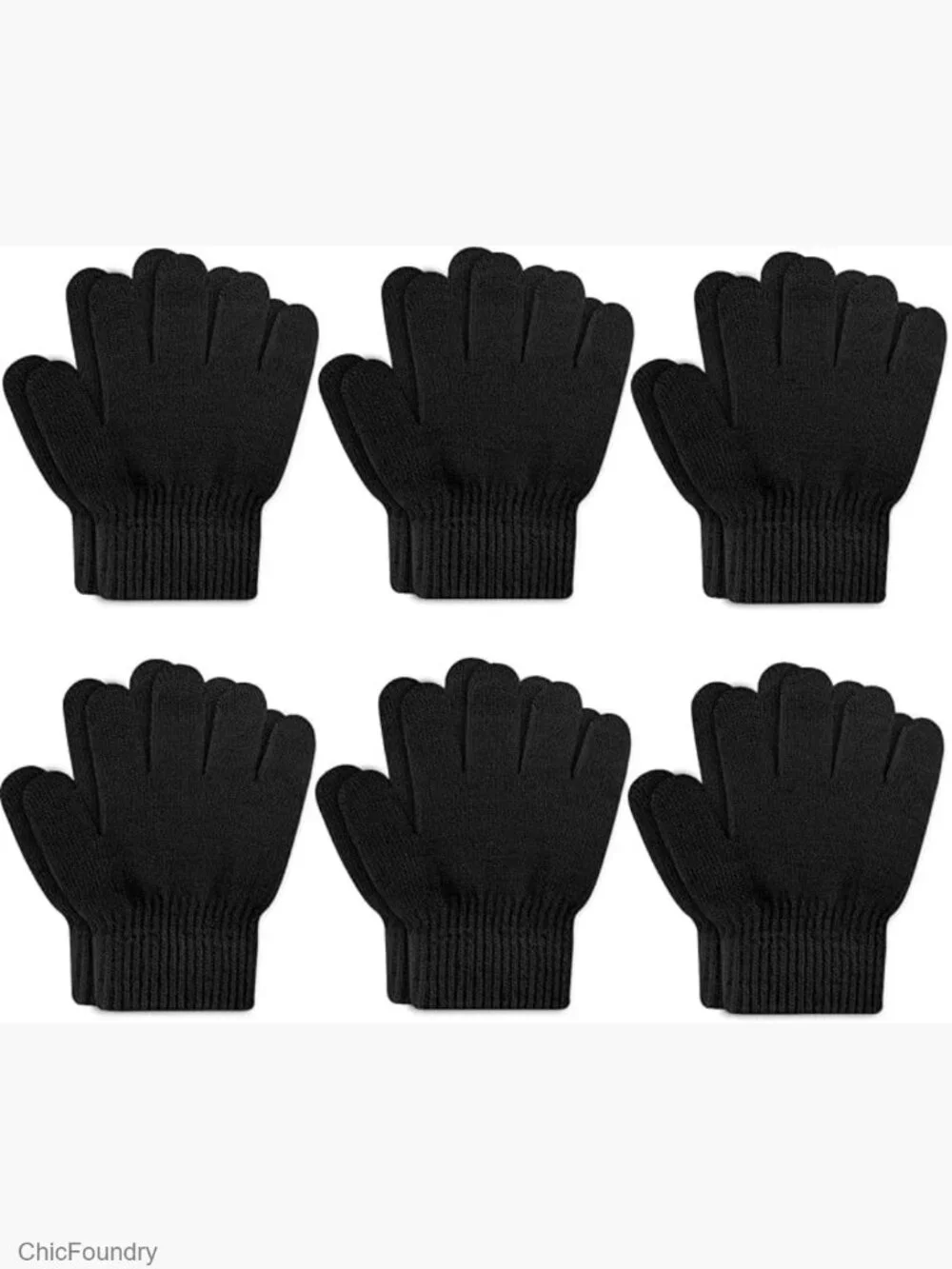 6 Pairs Stretchy Knit Gloves for Toddlers Kids Winter Warm